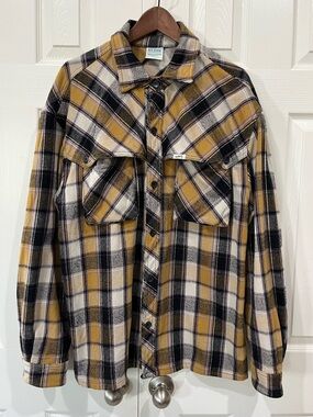 Guess Men's Plaid Button-Down Shirt Jacket 90s Flannel Inspired Size L